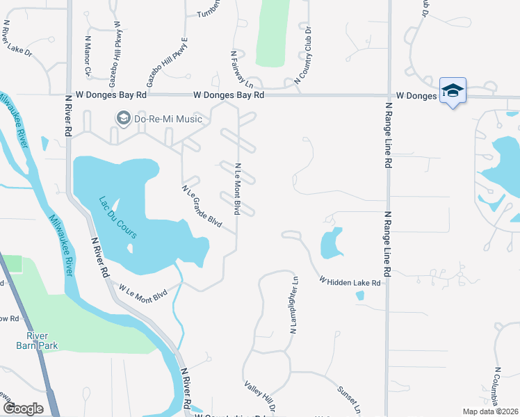 map of restaurants, bars, coffee shops, grocery stores, and more near 3317 West Riviera Court in Mequon