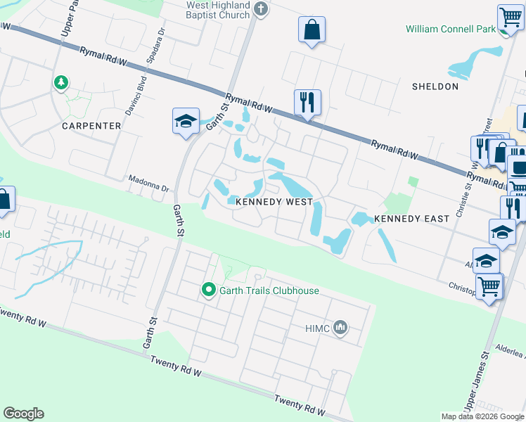 map of restaurants, bars, coffee shops, grocery stores, and more near 9 Gates Lane in Hamilton