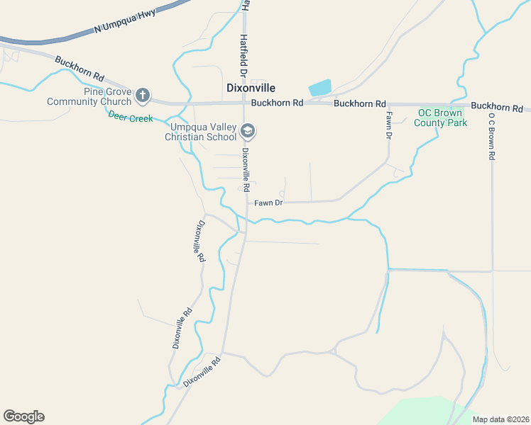 map of restaurants, bars, coffee shops, grocery stores, and more near 18271 Dixonville Road in Roseburg