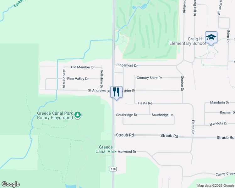 map of restaurants, bars, coffee shops, grocery stores, and more near 188 Elmgrove Road in Rochester