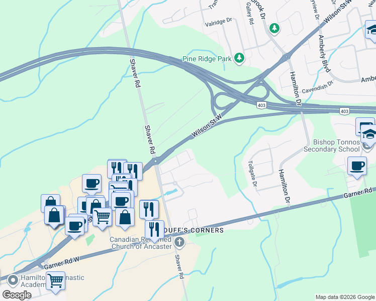 map of restaurants, bars, coffee shops, grocery stores, and more near 108 Myers Lane in Hamilton