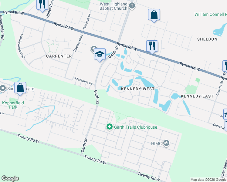 map of restaurants, bars, coffee shops, grocery stores, and more near 63 Gates Lane in Hamilton