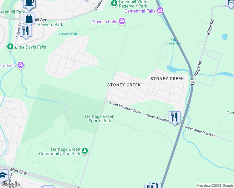 map of restaurants, bars, coffee shops, grocery stores, and more near 30 Scarletwood Street in Hamilton