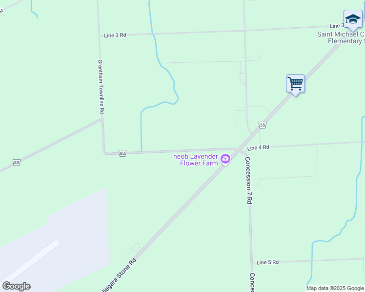 map of restaurants, bars, coffee shops, grocery stores, and more near 100 Line 4 Road in Niagara-on-the-Lake