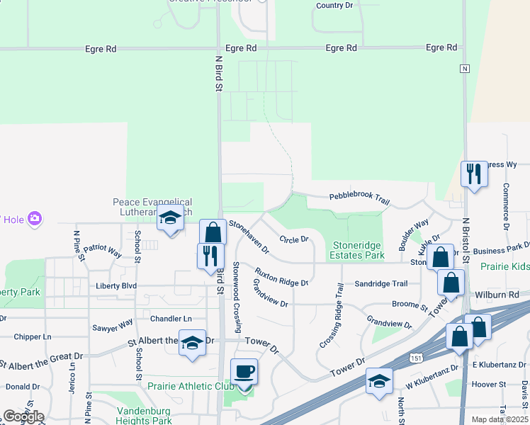 map of restaurants, bars, coffee shops, grocery stores, and more near 3101 Stonewood Crossing in Sun Prairie
