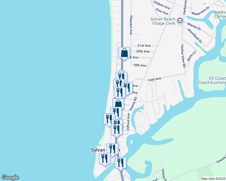 map of restaurants, bars, coffee shops, grocery stores, and more near 100 15th Avenue in Blossvale