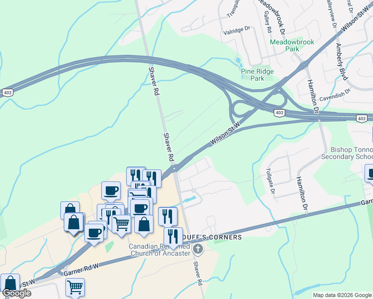 map of restaurants, bars, coffee shops, grocery stores, and more near 31 Cesar Place in Hamilton