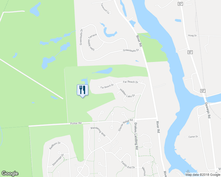 map of restaurants, bars, coffee shops, grocery stores, and more near 3230 Far Reach Drive in Baldwinsville