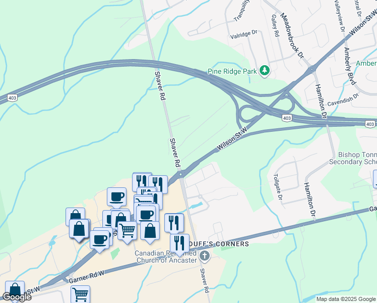 map of restaurants, bars, coffee shops, grocery stores, and more near 31 Cesar Place in Hamilton