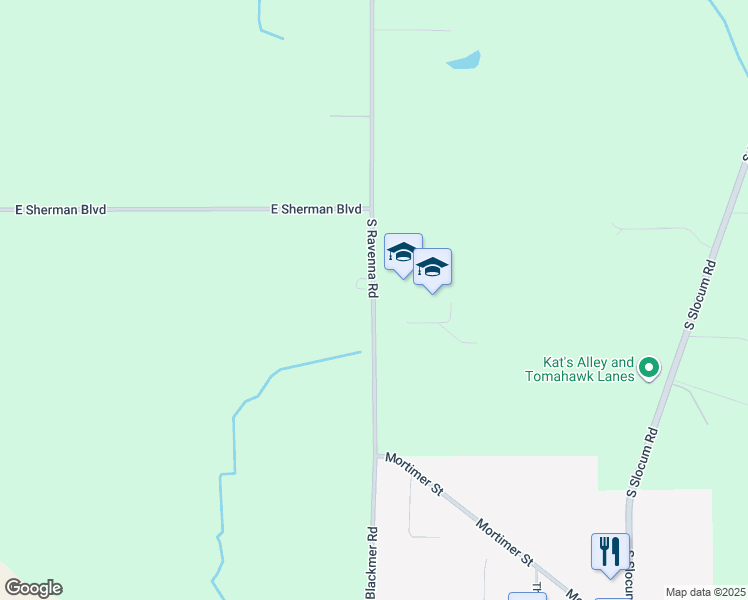 map of restaurants, bars, coffee shops, grocery stores, and more near 2766 S Ravenna Rd in Ravenna