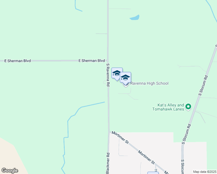 map of restaurants, bars, coffee shops, grocery stores, and more near 2766 South Ravenna Road in Ravenna