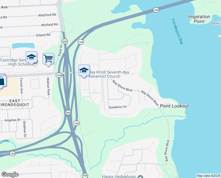 map of restaurants, bars, coffee shops, grocery stores, and more near 339 Sandoris Cir in Rochester