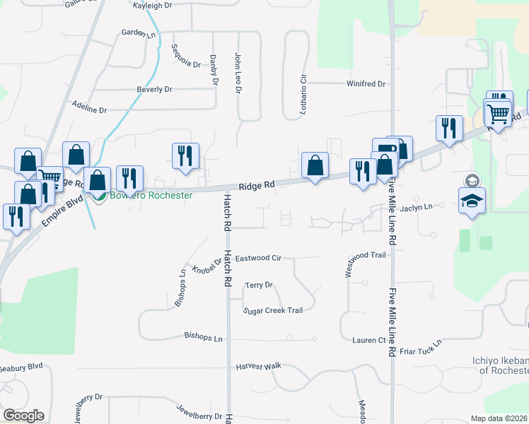 map of restaurants, bars, coffee shops, grocery stores, and more near 729c Cedar Rock Road in Webster