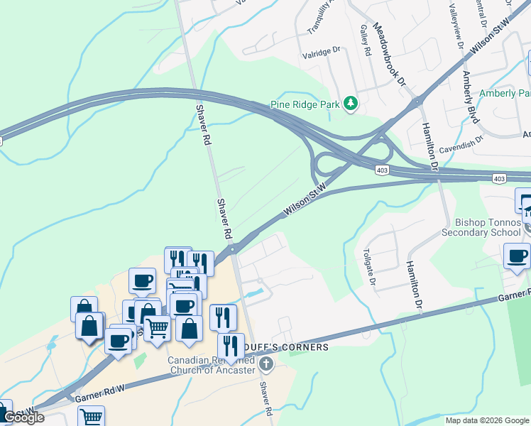 map of restaurants, bars, coffee shops, grocery stores, and more near 60 Cesar Place in Hamilton