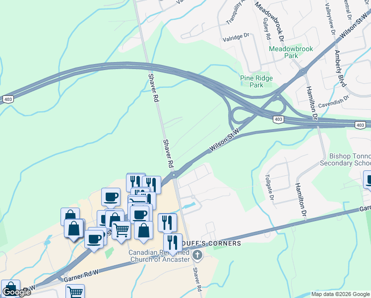 map of restaurants, bars, coffee shops, grocery stores, and more near 31 Cesar Place in Hamilton