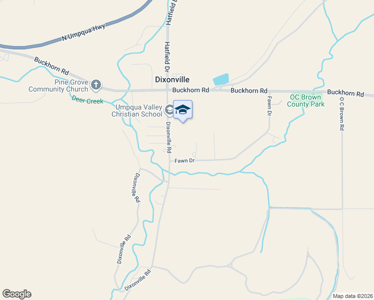 map of restaurants, bars, coffee shops, grocery stores, and more near 176 Fawn Drive in Roseburg
