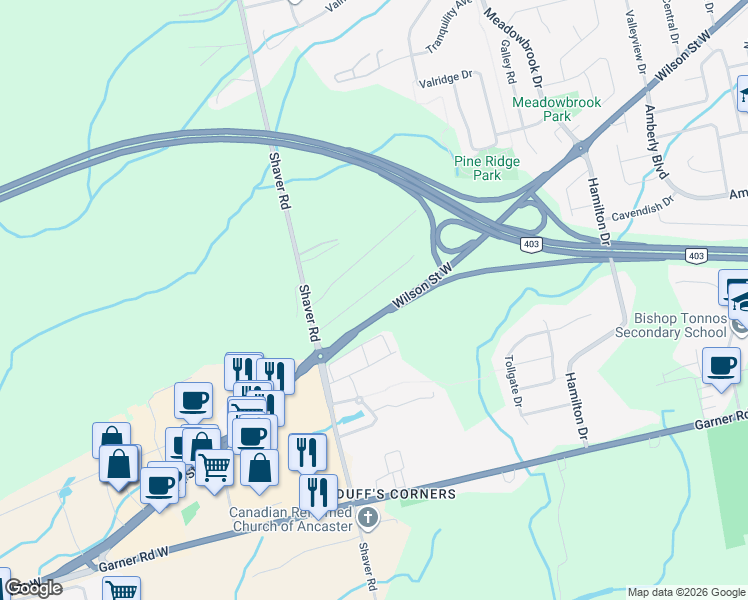 map of restaurants, bars, coffee shops, grocery stores, and more near 108 Myers Lane in Hamilton
