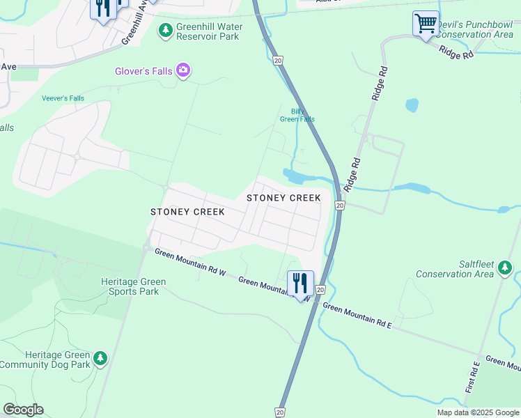 map of restaurants, bars, coffee shops, grocery stores, and more near 78 Sherway Street in Hamilton