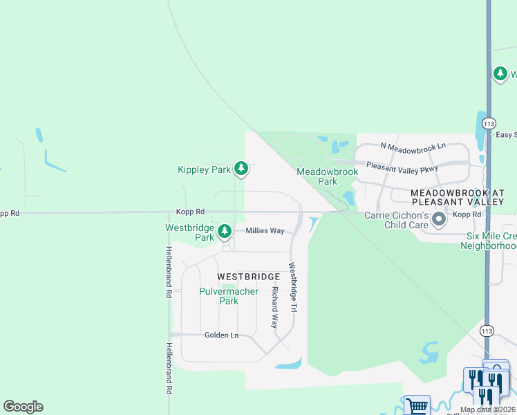 map of restaurants, bars, coffee shops, grocery stores, and more near 6278 Kopp Road in Waunakee