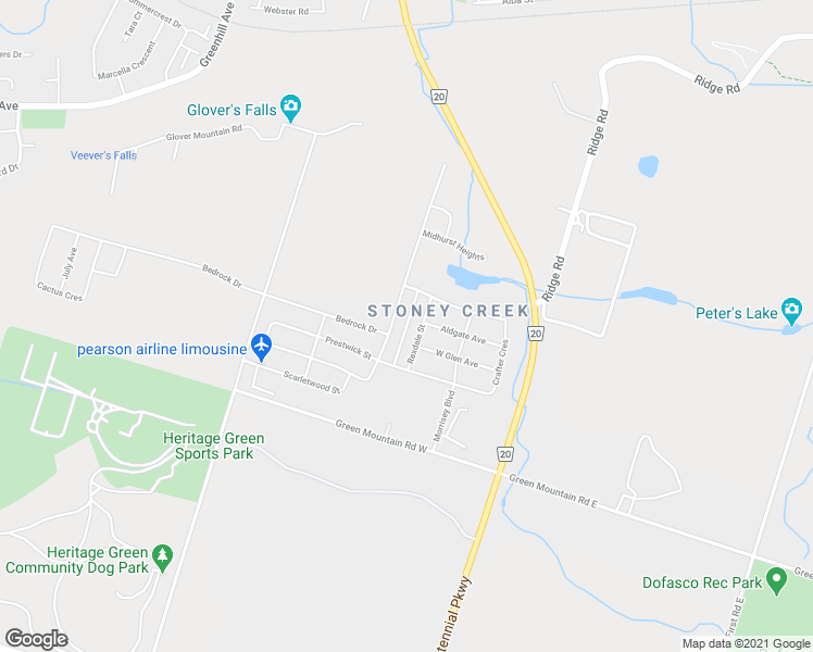 map of restaurants, bars, coffee shops, grocery stores, and more near 22 Sherway Street in Hamilton