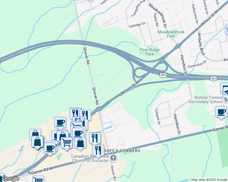 map of restaurants, bars, coffee shops, grocery stores, and more near 108 Myers Lane in Hamilton