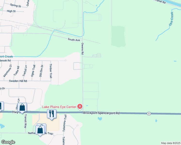 map of restaurants, bars, coffee shops, grocery stores, and more near 14 Lifetime Way in Brockport