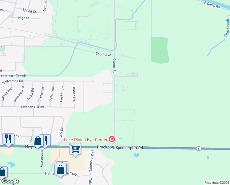 map of restaurants, bars, coffee shops, grocery stores, and more near 2 Lifetime Way in Brockport