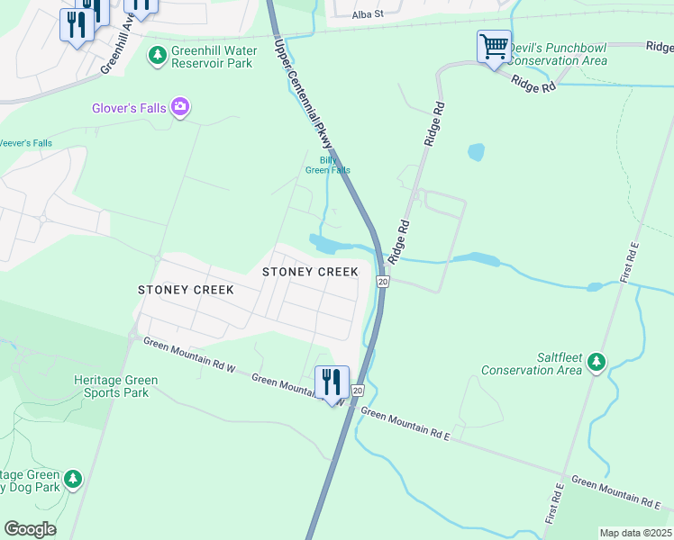 map of restaurants, bars, coffee shops, grocery stores, and more near 264 Crafter Crescent in Hamilton