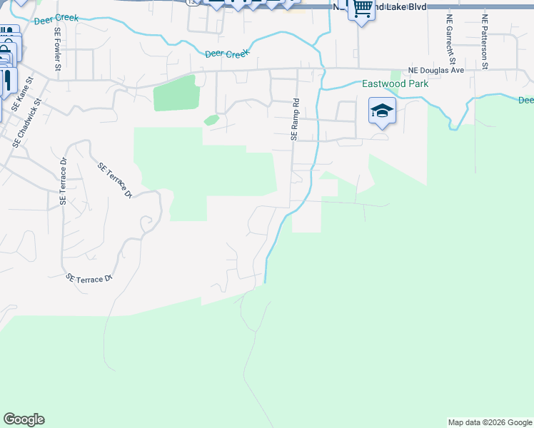 map of restaurants, bars, coffee shops, grocery stores, and more near 2118 Southeast Lois Drive in Roseburg