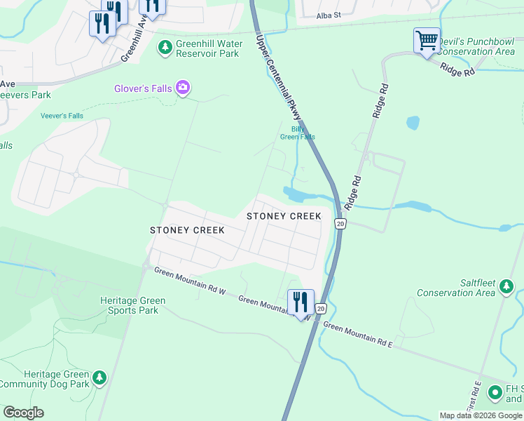 map of restaurants, bars, coffee shops, grocery stores, and more near 316 Crafter Crescent in Hamilton