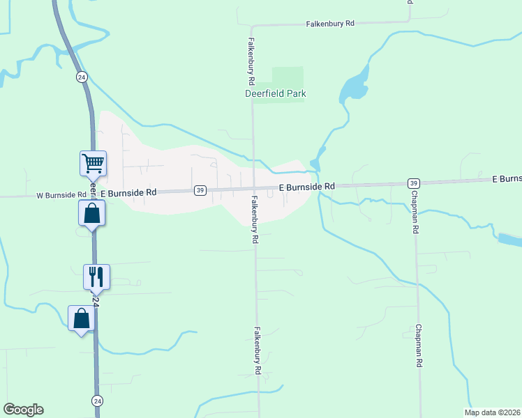 map of restaurants, bars, coffee shops, grocery stores, and more near 1260 East Burnside Road in North Branch