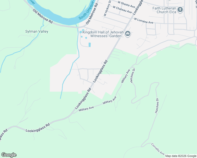 map of restaurants, bars, coffee shops, grocery stores, and more near 110 Flangas Avenue in Roseburg