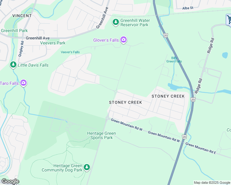 map of restaurants, bars, coffee shops, grocery stores, and more near 381 First Road West in Hamilton