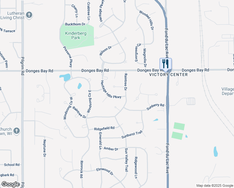 map of restaurants, bars, coffee shops, grocery stores, and more near N102W14558 Heritage Hills Parkway in Germantown