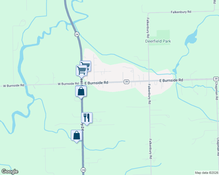 map of restaurants, bars, coffee shops, grocery stores, and more near 100 East Burnside Road in North Branch