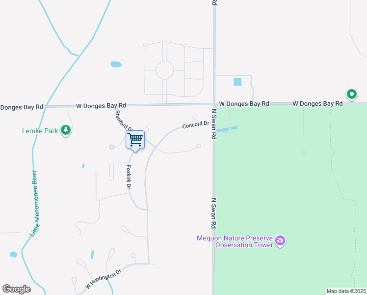 map of restaurants, bars, coffee shops, grocery stores, and more near 9212 Stanford Court in Mequon