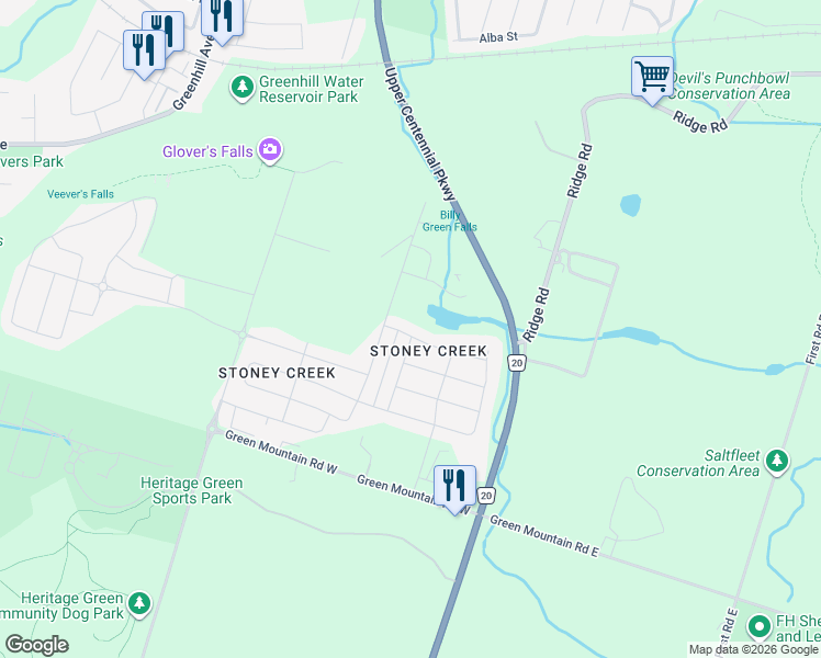 map of restaurants, bars, coffee shops, grocery stores, and more near 316 Crafter Crescent in Hamilton
