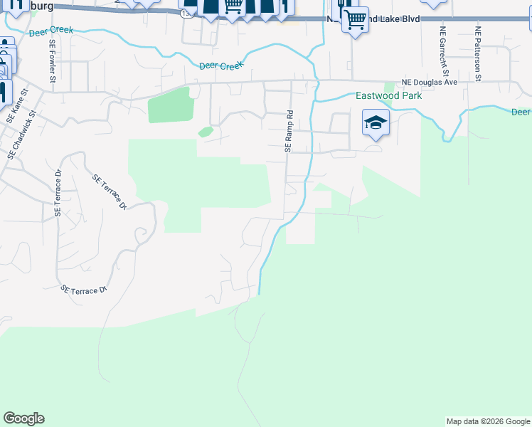 map of restaurants, bars, coffee shops, grocery stores, and more near 2118 Southeast Lois Drive in Roseburg
