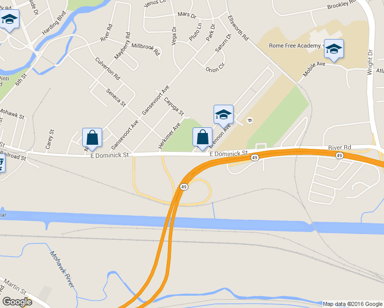 map of restaurants, bars, coffee shops, grocery stores, and more near East Dominick Street in Rome