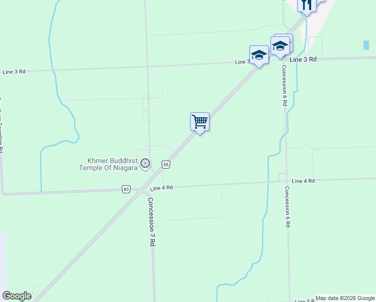 map of restaurants, bars, coffee shops, grocery stores, and more near 1027 Niagara Stone Road in Niagara-on-the-Lake