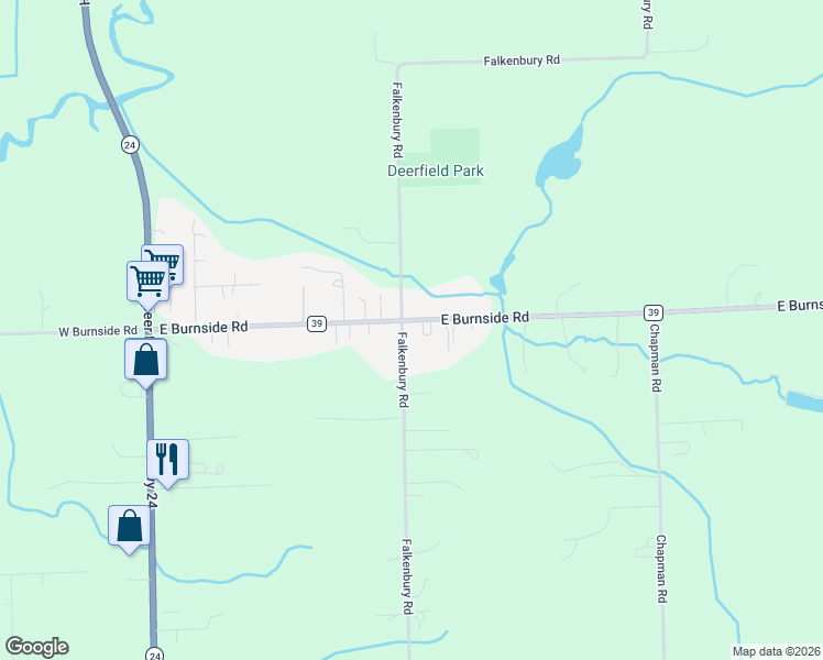 map of restaurants, bars, coffee shops, grocery stores, and more near 1260 East Burnside Road in North Branch