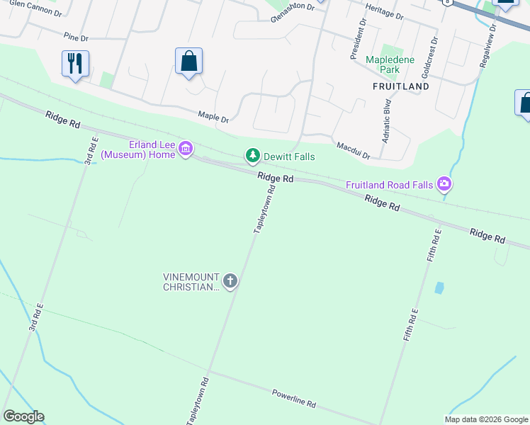 map of restaurants, bars, coffee shops, grocery stores, and more near 636 Tapleytown Road in Hamilton