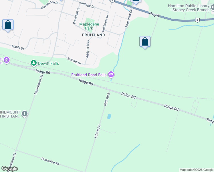 map of restaurants, bars, coffee shops, grocery stores, and more near 711 Ridge Road in Hamilton