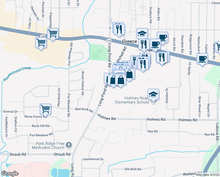 map of restaurants, bars, coffee shops, grocery stores, and more near in Rochester