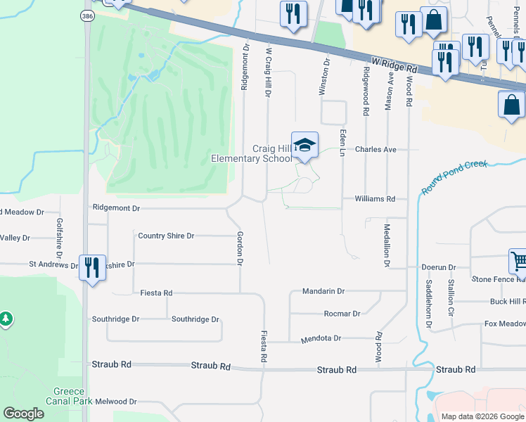 map of restaurants, bars, coffee shops, grocery stores, and more near 30 Briar Hill Drive in Rochester