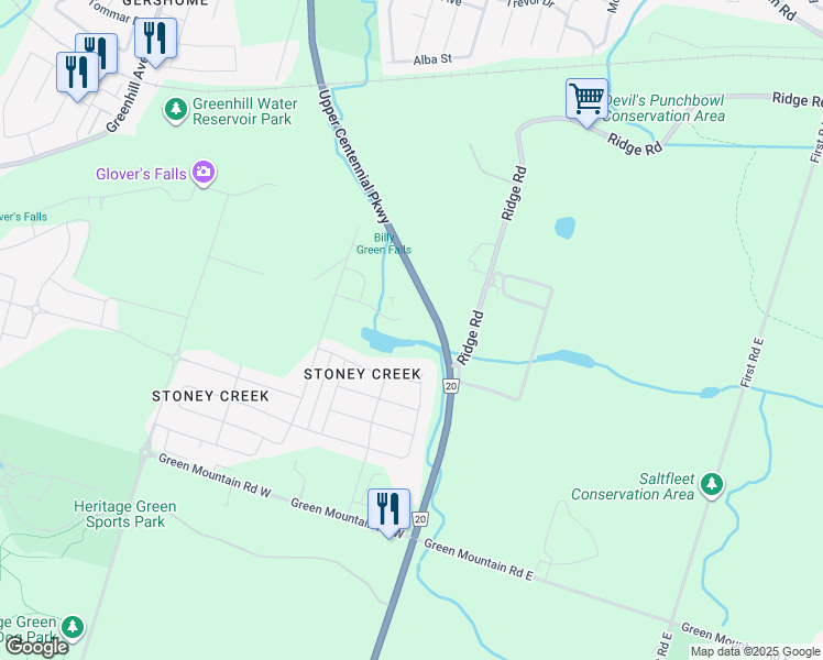 map of restaurants, bars, coffee shops, grocery stores, and more near 264 Crafter Crescent in Hamilton