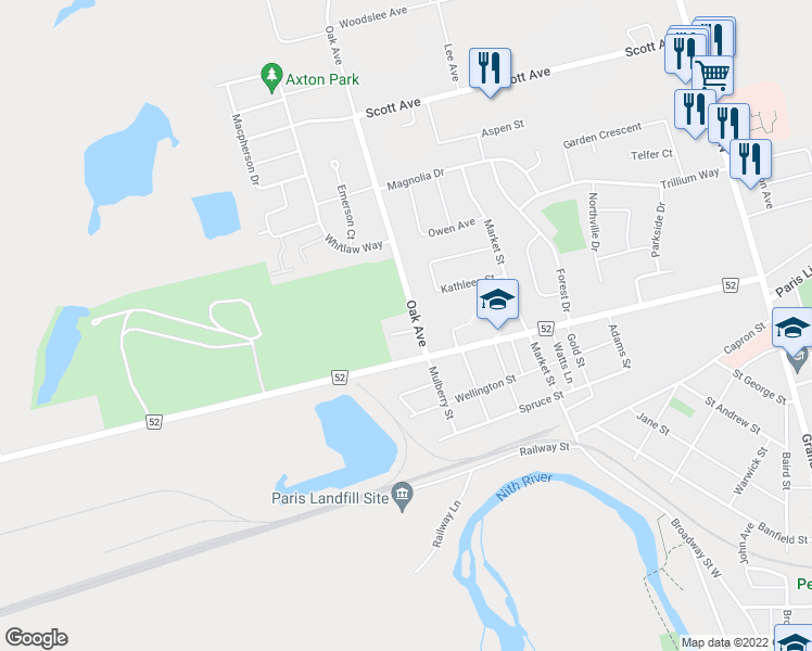 map of restaurants, bars, coffee shops, grocery stores, and more near 7 Graystone Court in Brant