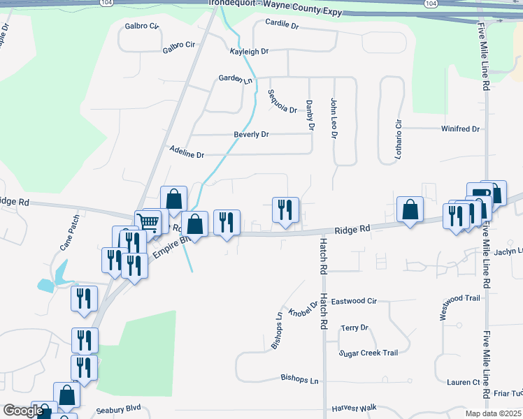 map of restaurants, bars, coffee shops, grocery stores, and more near 1030-1057 Heritage Park Drive in Webster