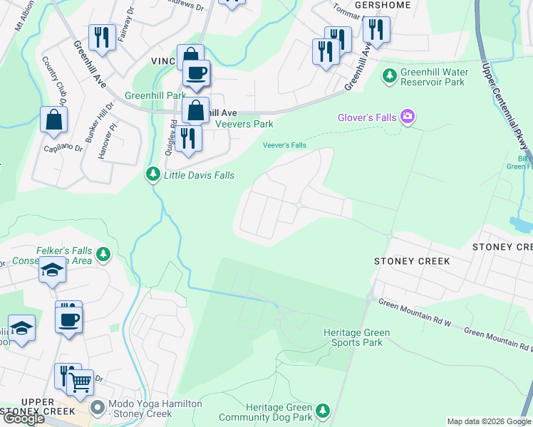 map of restaurants, bars, coffee shops, grocery stores, and more near 60 Cactus Crescent in Hamilton