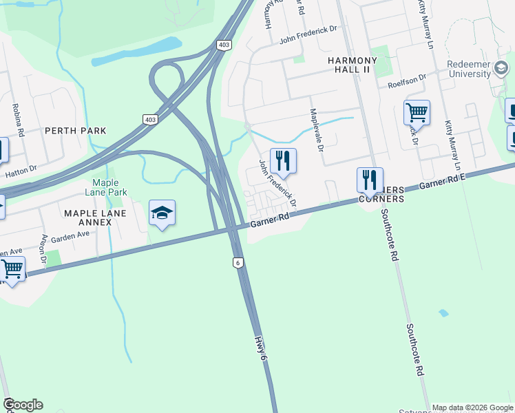 map of restaurants, bars, coffee shops, grocery stores, and more near 4 Workman Lane in Hamilton